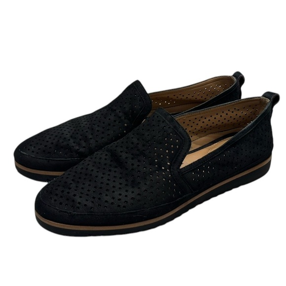 Women’s Franco Sarto Black Hadrea Slip-On Suede Perforated Loafers: Size 8.5M - Picture 3 of 11